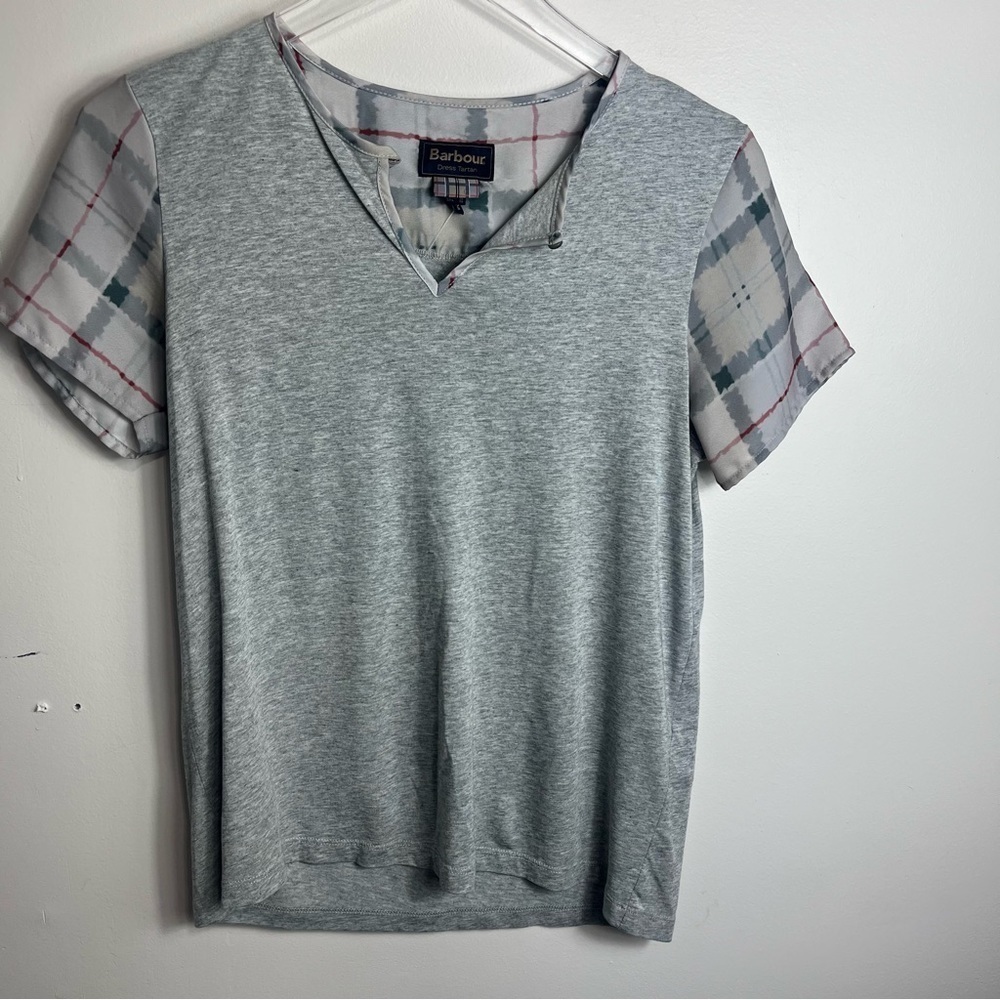 Barbour ALASDIAR Tartan plaid t-shirt size 4 1676